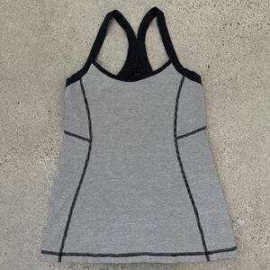 Lululemon Ujjayi Power Y Tank Micro Stripe Gray Racerback Tank Top